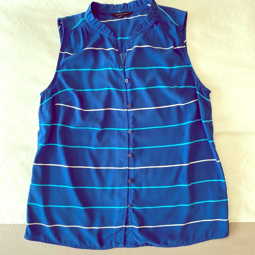 Tommy Hilfiger Medium Blue striped button down top